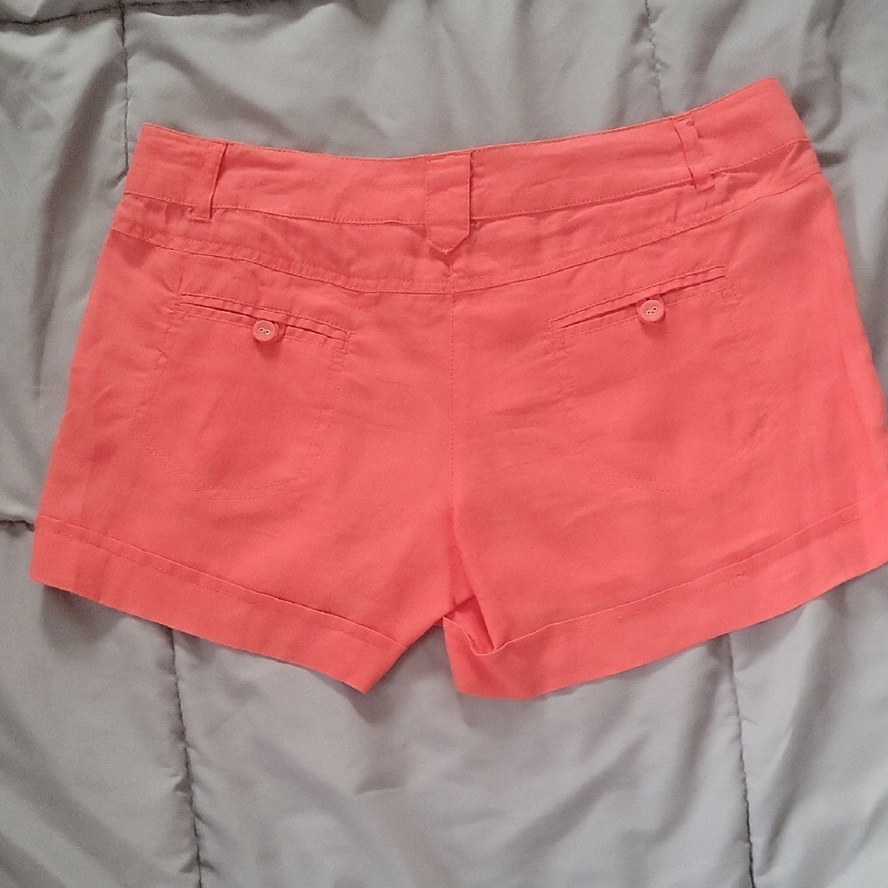 Vantarsi 100% Linen Women's Beachy Resort Wear Bohemian Summer Coral Shorts Sz M - Picture 7 of 9